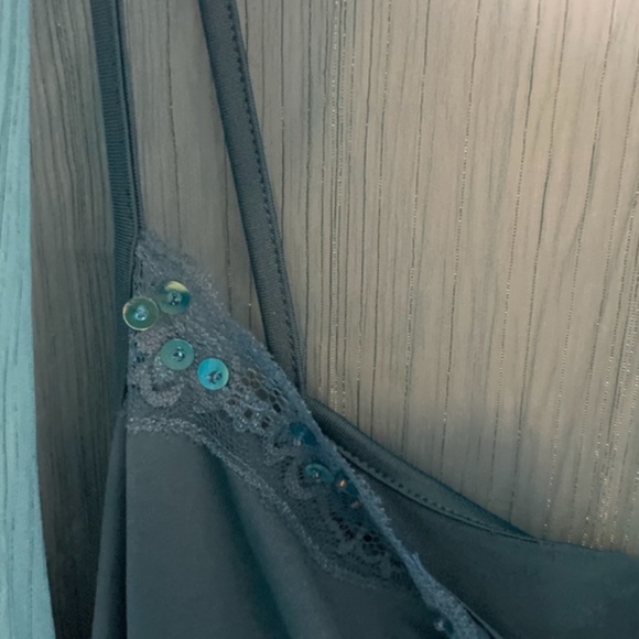 Faded Shimmer Hipster Button Down Flow Business Casual Sheer Hip Tank Blouse - Picture 5 of 12